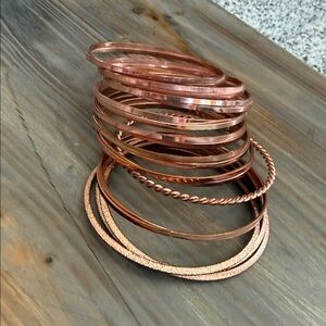 Set of Rose Gold Bangle Bracelets